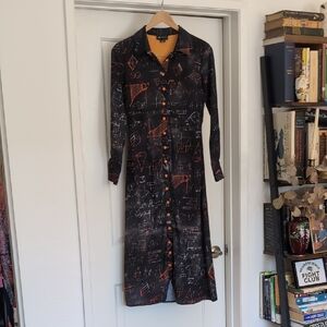 Modcloth Chalkboard Long Sleeve Dress XXS
